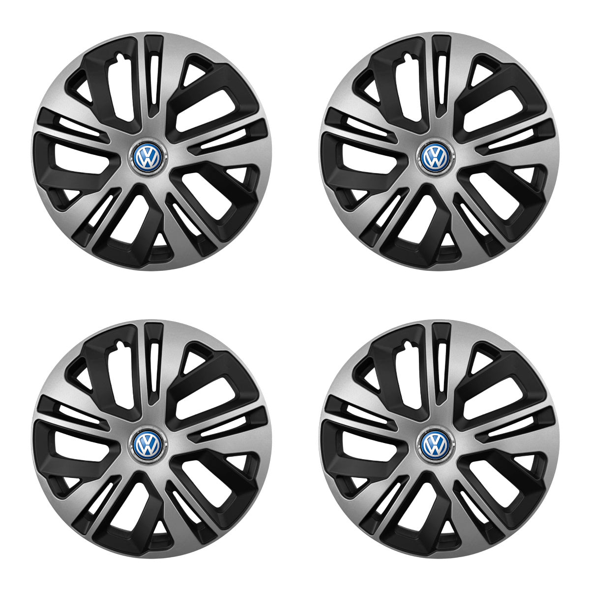 Set 4 capace 15 inch // Grafit Raven II, compatibil cu gama auto Volkswagen,bi-color, Sigla Albastra