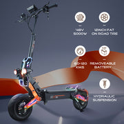 Trotineta Electrica OBARTER D5, Motor 5000W, Autonomie 120 km, Viteza 70 km/h, Acumulator 48V 35AH, Tractiune 2X2, Roti 12 inch, Pliabila, Ideala pentru Glovo/Tazz/Bolt, Negru