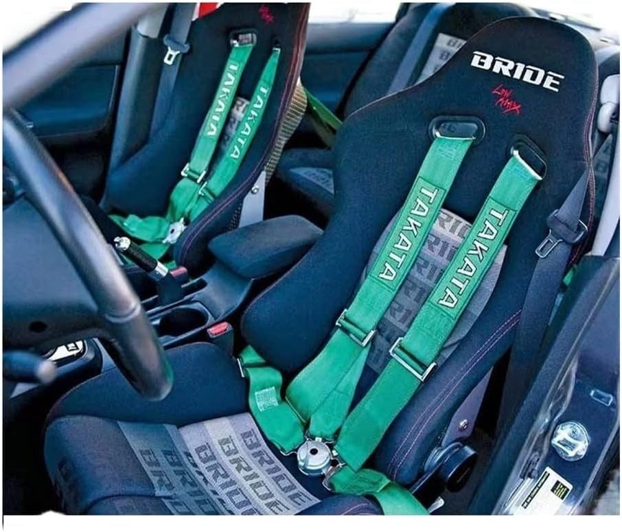 Centura de siguranta cu prindere in 4 puncte, AutoSSF ® latime 75 mm, reglabila, cu eliberare rapida, verde, pentru off-road, rally, dragracing, drifting, karting