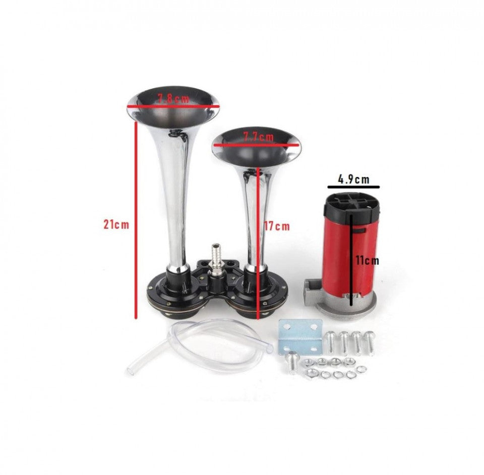 Claxon Auto 2 Goarne ,12V cu compresor electric ,sunet puternic 150 dB