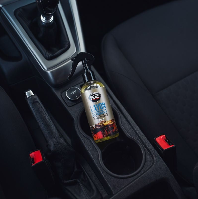 Odorizant auto premium K2 CAYON aroma COLA, cu pulverizator, 250ml, 700 aplicari