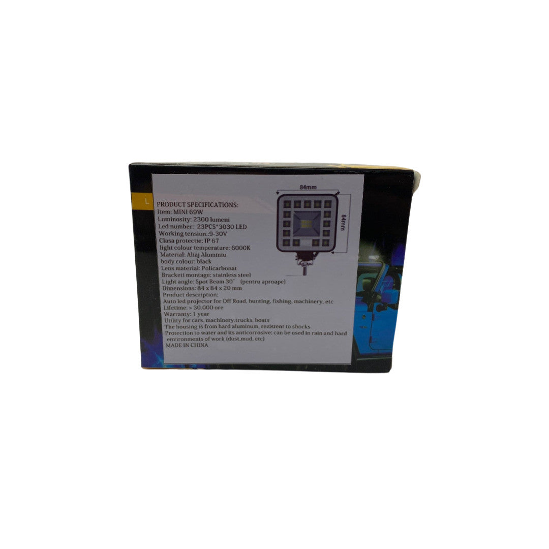 Proiector AUTO 69w/6000k/2300 Lumeni/30.000 ore de functionare /negru/84x84x20