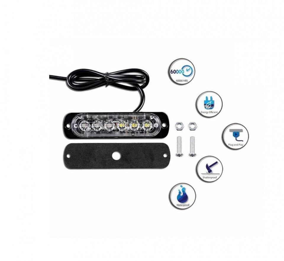 Proiector stroboscop, 6 LED-uri, 11 cm,lumina galbena ,18W
