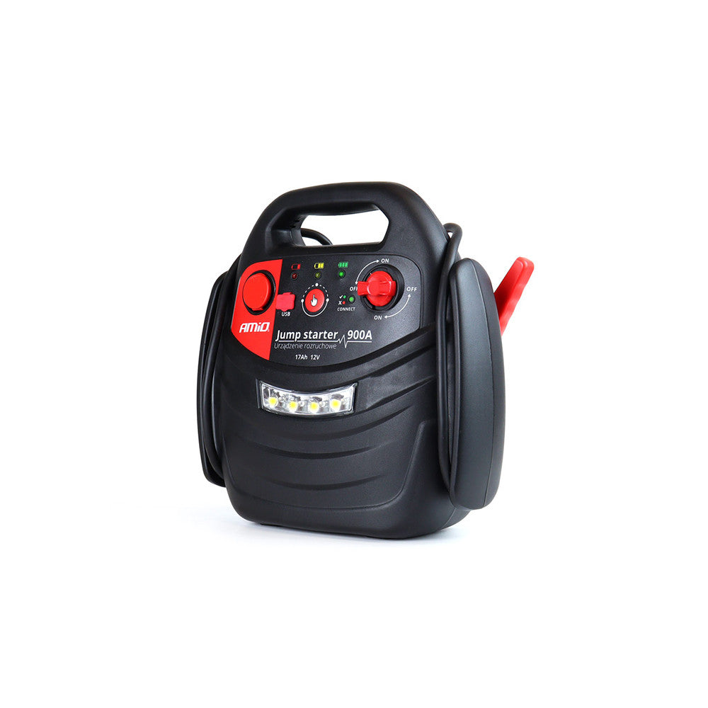 Robot pornire cu compresor, jump starter 17Ah 900A 4 in1, lanterna, USB, priza 12V 02523 Amio