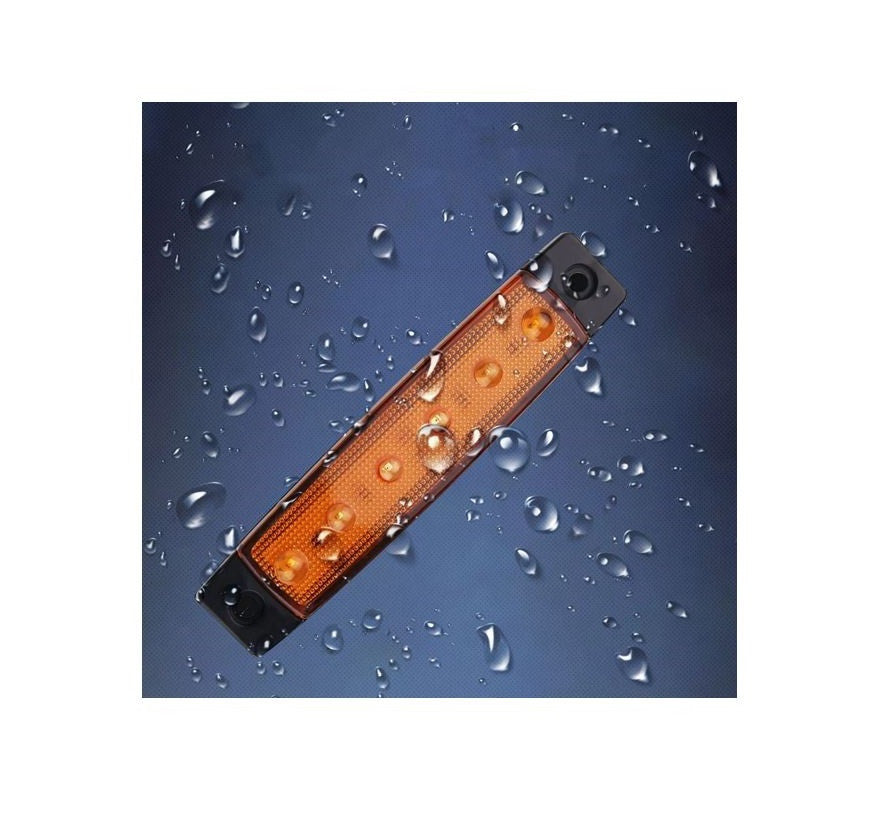 Set 2 bucati, lampa laterala 6 leduri 12V, pentru camioane, remorci, tractoare, lumina galbena