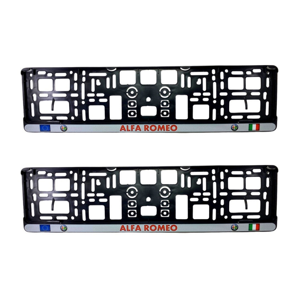 Set 2 x Suport numar inmatriculare slim, pentru ALFA ROMEO, dimensiune standard, potrivire perfecta, plastic flexibil