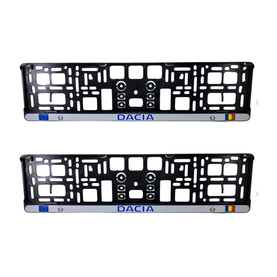 Set 2 x Suport numar inmatriculare slim, pentru DACIA, dimensiune standard, potrivire perfecta, plastic flexibil