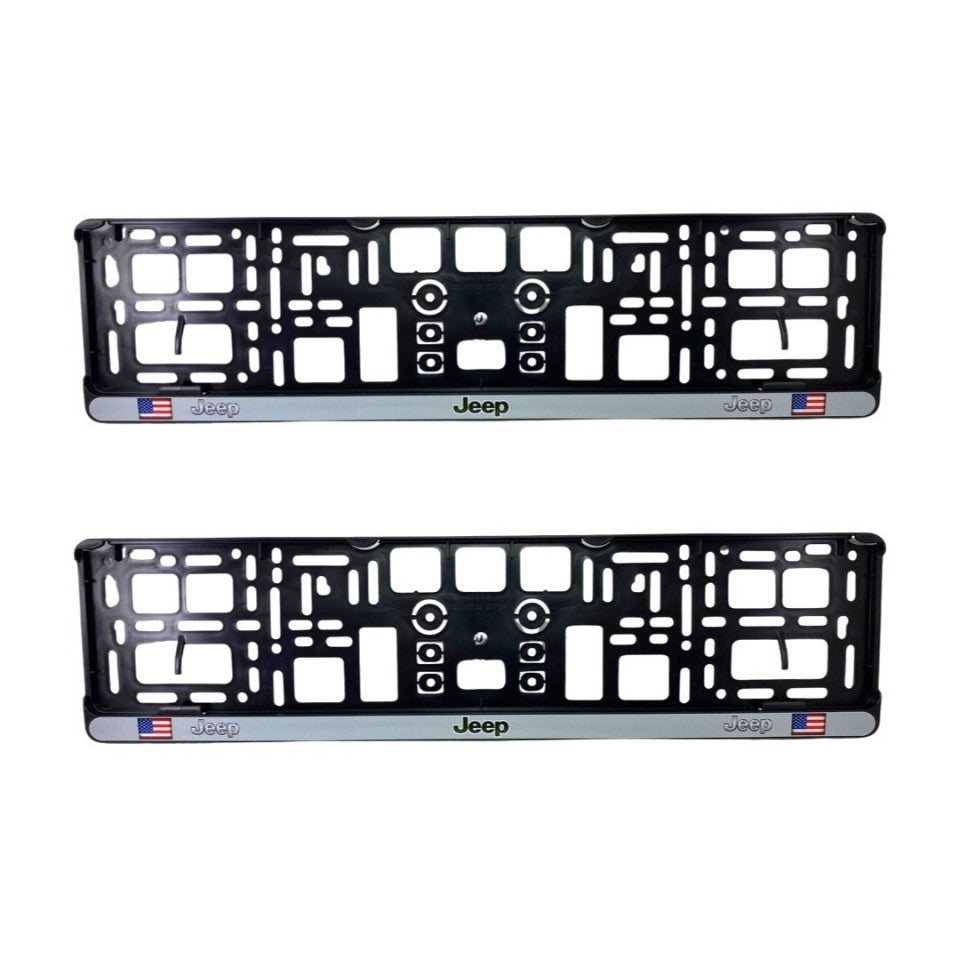 Set 2 x Suport numar inmatriculare slim, pentru JEEP, dimensiune standard, potrivire perfecta, plastic flexibil