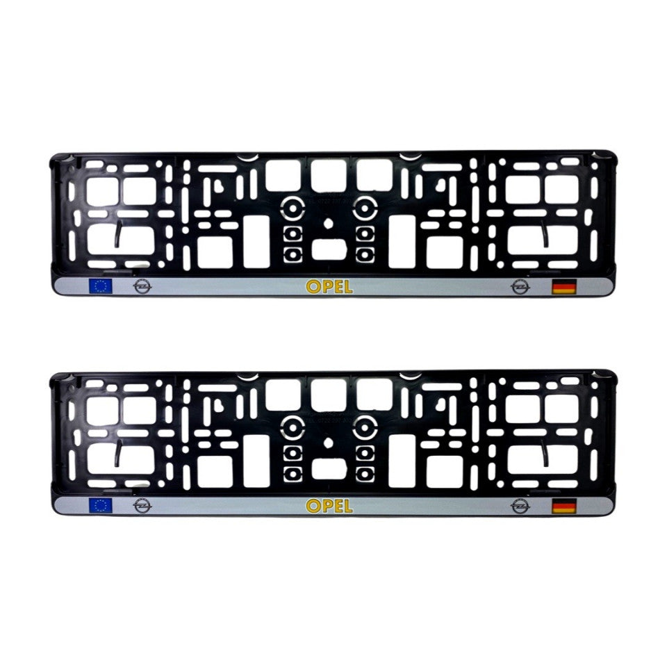 Set 2 x Suport numar inmatriculare slim, pentru OPEL dimensiune standard, potrivire perfecta, plastic flexibil