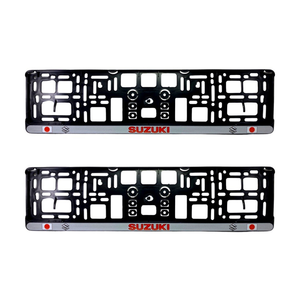 Set 2 x Suport numar inmatriculare slim, pentru SUZUKI dimensiune standard, potrivire perfecta, plastic flexibil