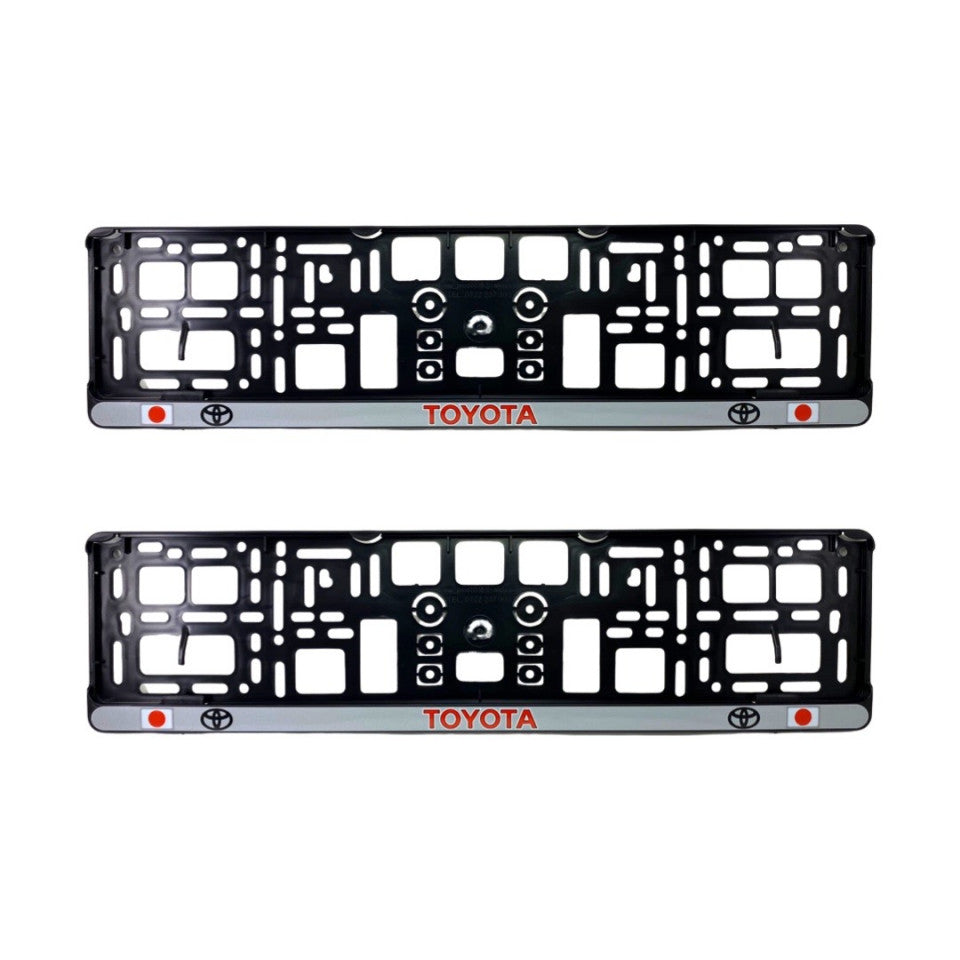 Set 2 x Suport numar inmatriculare slim, pentru TOYOTA dimensiune standard, potrivire perfecta, plastic flexibil