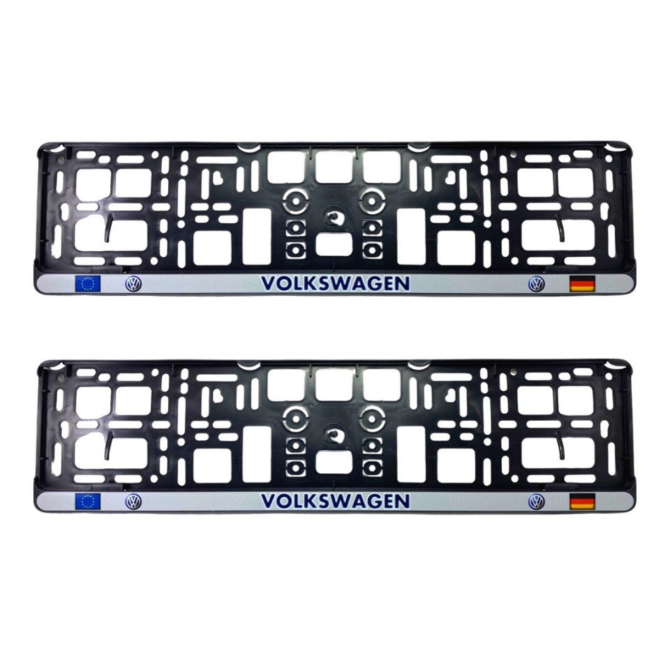 Set 2 x Suport numar inmatriculare slim, pentru Volkswagen dimensiune standard, potrivire perfecta, plastic flexibil