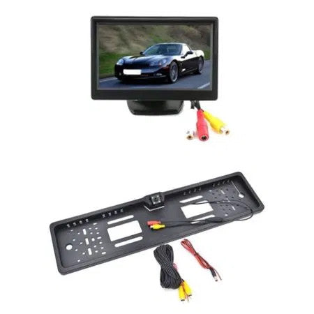 Set - Suport numar inmatriculare cu camera video marsarier si monitor