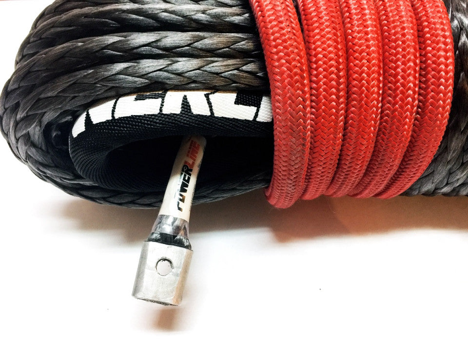 Sufa sintetica profesionala POWER LINE 10mm x 28m pentru troliu, carlig inclus