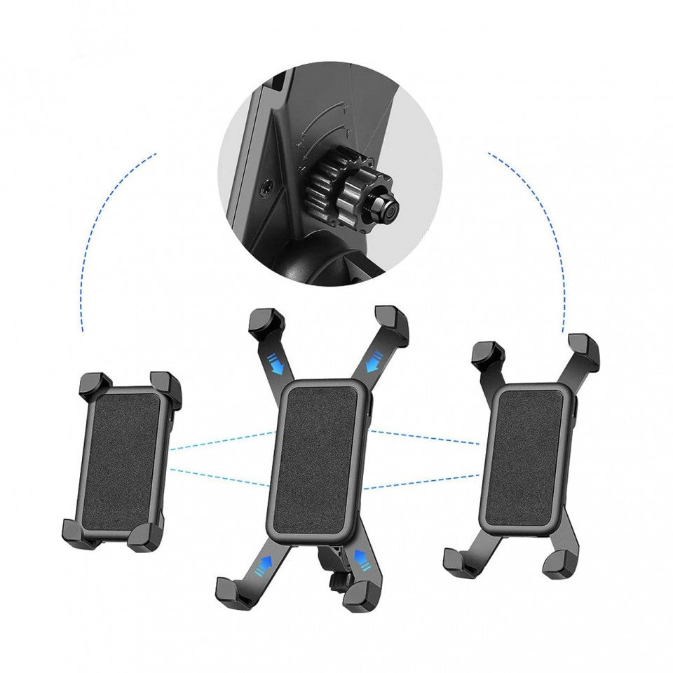 Suport TELEFON pentru BICICLETA/TROTINETA /MOTOCICLETA ,Reglare la 360°,Brat puternic,PREMIUM ,NEGRU