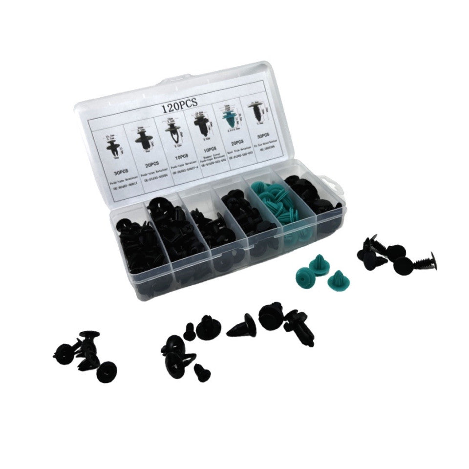 Trusa 120 buc clipsuri/cleme fixare tapiterie auto 6 dimensiuni / modele