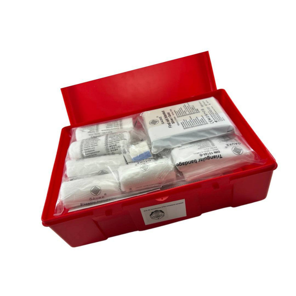 Trusa sanitara auto DIN13164 ,omologata ,culoare rosie