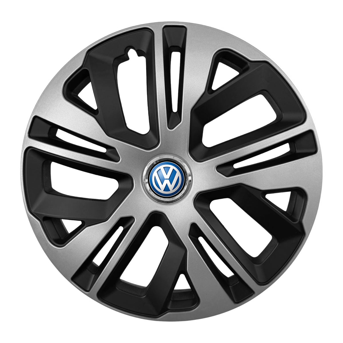 Set 4 capace 15 inch // Grafit Raven II, compatibil cu gama auto Volkswagen,bi-color, Sigla Albastra