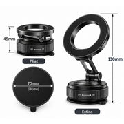 Suport Auto Magnetic pentru Telefon, Prindere cu Vid ON/OFF, Magnet Puternic, Pliabil și Reglabil 360°, Braț Extensibil, Fixare pe Bord și Suprafețe Netezi, Negru