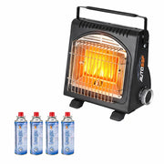 Pachet incalzitor si arzator portabil AutoSSF® pentru camping, aprindere piezo plus 4 butelii, 410ml