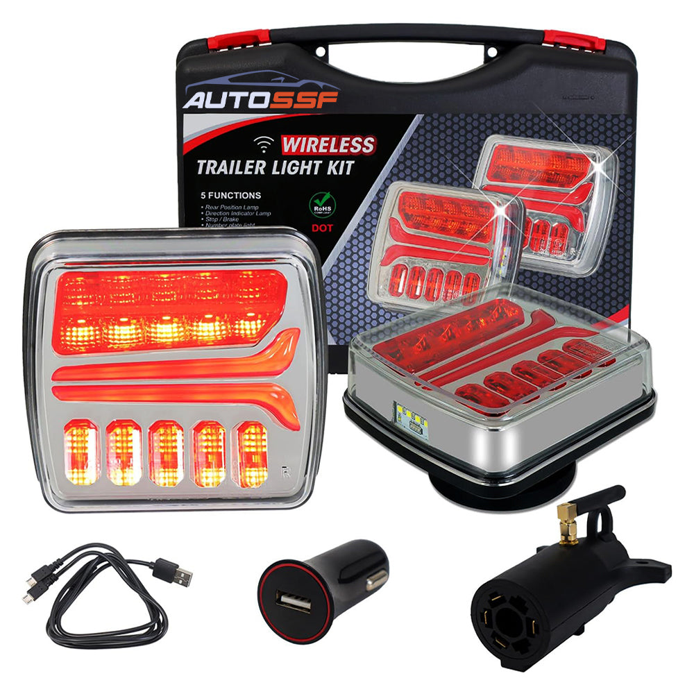 Kit 2 Lămpi LED Wireless pentru Remorcă - Reîncărcabile, Magnetice, pentru Remorci, Camioane și Rulote