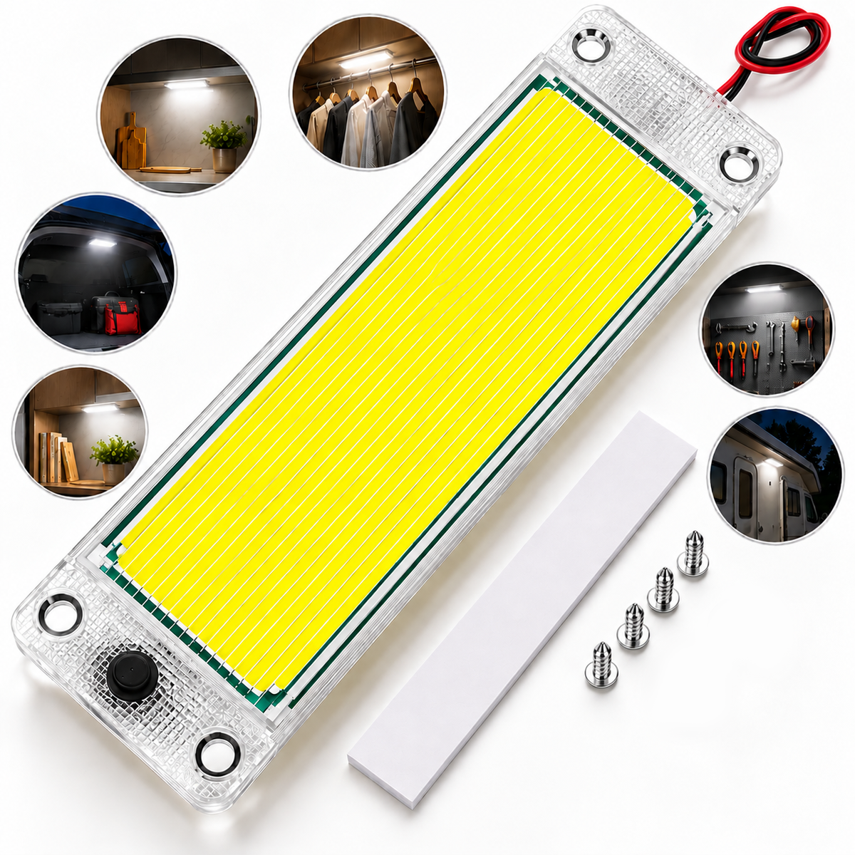 Plafonieră Auto LED COB, 12V-30V, 1900 lm, 25 cm, Lumină Alb Rece 6000K, Unghi 175°, pentru Dube, Camioane și Rulote, Gospodarie