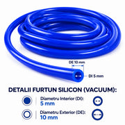 Furtun Silicon, Vacuum, Diametru Interior 5 mm, Exterior 10 mm