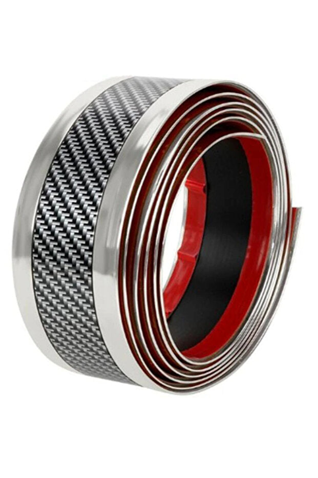 Bandă auto universală din carbon 5D, protecție exterioară, pentru praguri și uși, lățime 3cm, lungime 1M