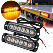 Set 2 Stroboscoape 6 LED, lumini de urgenta avertizare, galbene 12-24V pentru platforma, ATV, Tractor, Jeep, Off Road