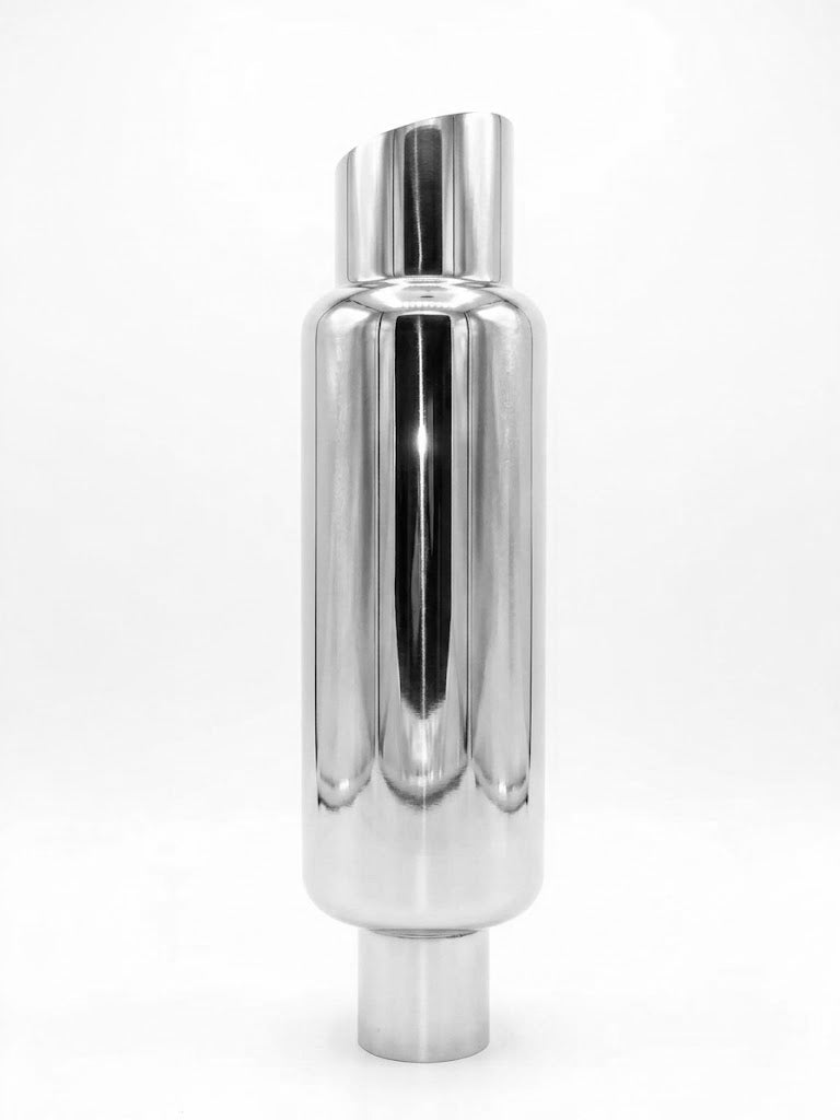 Tobă Sport Universală Auto & Moto cu Silencer Reglabil, Full Chrome – Slash Cut, AutoSSF