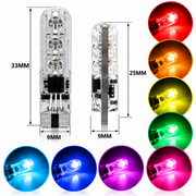 Set 2 Becuri Auto LED T10 RGB 5050, 12V, 5W, 16 Culori, Telecomandă, 4 Moduri de Iluminare, W5W
