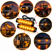Set 2 Stroboscoape 6 LED, lumini de urgenta avertizare, galbene 12-24V pentru platforma, ATV, Tractor, Jeep, Off Road
