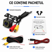 Cameră Marșarier Auto, 8 LED-uri IR, Vedere Nocturnă, 480 TVL, 793×493, IP67, 12V, Unghi 120°, Cablu Video 6 m AutoSSF®