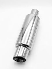 Tobă Sport Universală Auto & Moto cu Silencer Reglabil, Full Chrome – Slash Cut, AutoSSF