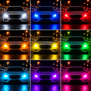 Set 2 Becuri Auto LED T10 RGB 5050, 12V, 5W, 16 Culori, Telecomandă, 4 Moduri de Iluminare, W5W