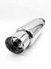 Tobă Sport Universală Auto & Moto cu Silencer Reglabil, Full Chrome – Slash Cut, AutoSSF