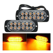 Set 2 Stroboscoape LED Galbene, 12 LED-uri/Bucată, 24 LED-uri Total, 12V–24V, 15 Moduri Flash, IP65, Lumini de Avertizare pentru Camion, Platformă Auto, ATV, Tractor și Utilaje