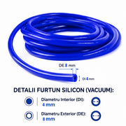 Furtun silicon, vacuum diametru interior 4 mm, exterior 8 mm