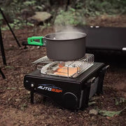 Pachet incalzitor si arzator portabil AutoSSF® pentru camping, aprindere piezo plus 4 butelii, 410ml