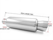Tobă Sport Universală Auto & Moto, Full Chrome – Tapered slash cut, Silencer Reglabil, AutoSSF