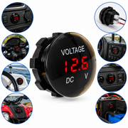 Voltmetru Digital Auto LED Roșu, 12V-24V, Interval Măsurare 6-30V, Impermeabil, Protecție la Polaritate Inversă