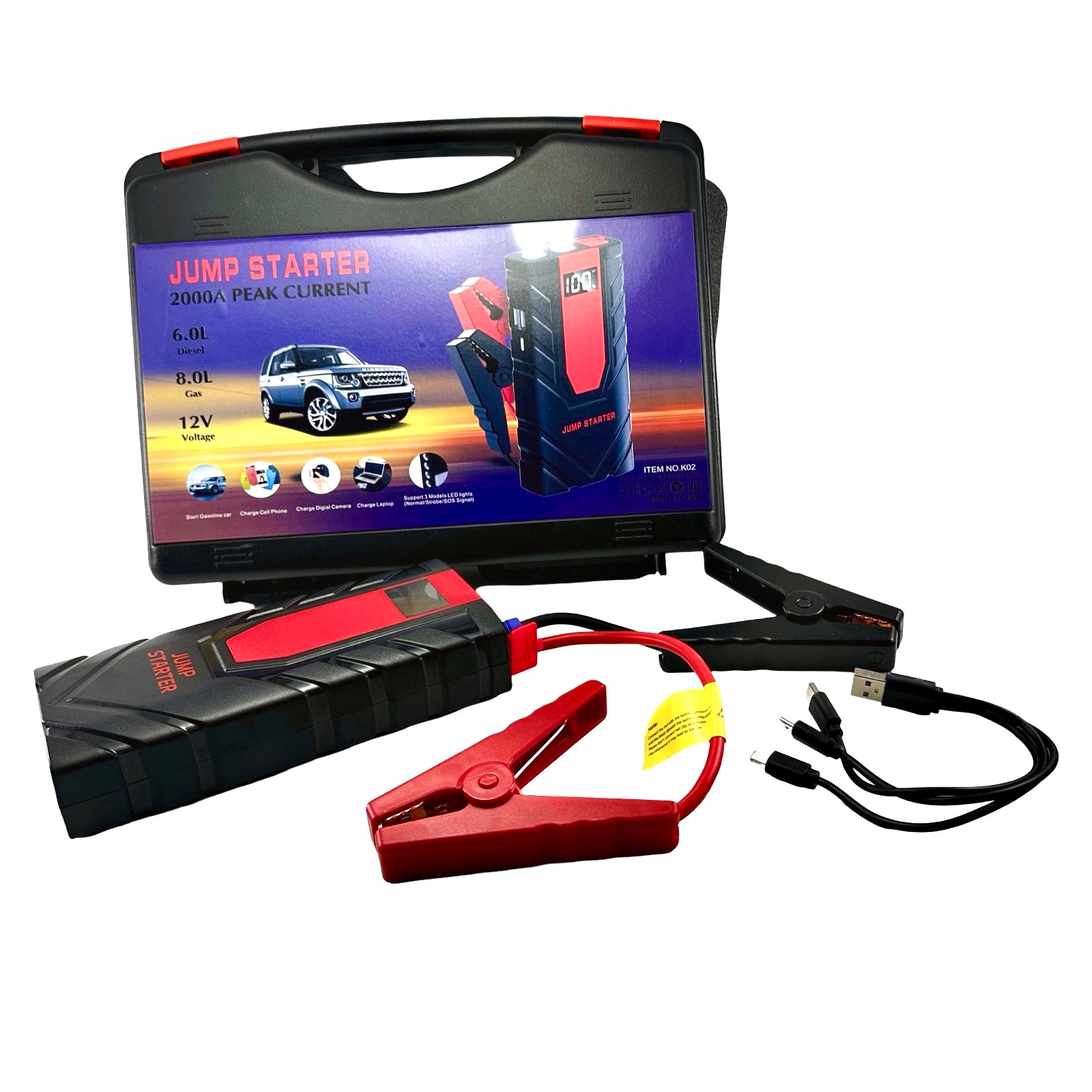 Starter auto 18000mAh, 12V, Curent maxim 1000A, curent de pornire 500A, functie acumulator extern, Lanterna LED, cabluri de pornire si cleme baterie incluse