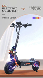 Trotineta Electrica OBARTER D5, Motor 5000W, Autonomie 120 km, Viteza 70 km/h, Acumulator 48V 35AH, Tractiune 2X2, Roti 12 inch, Pliabila, Ideala pentru Glovo/Tazz/Bolt, Negru