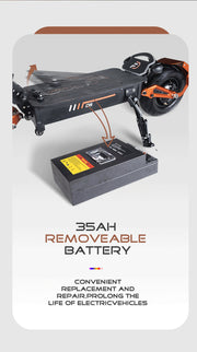 Trotineta Electrica OBARTER D5, Motor 5000W, Autonomie 120 km, Viteza 70 km/h, Acumulator 48V 35AH, Tractiune 2X2, Roti 12 inch, Pliabila, Ideala pentru Glovo/Tazz/Bolt, Negru