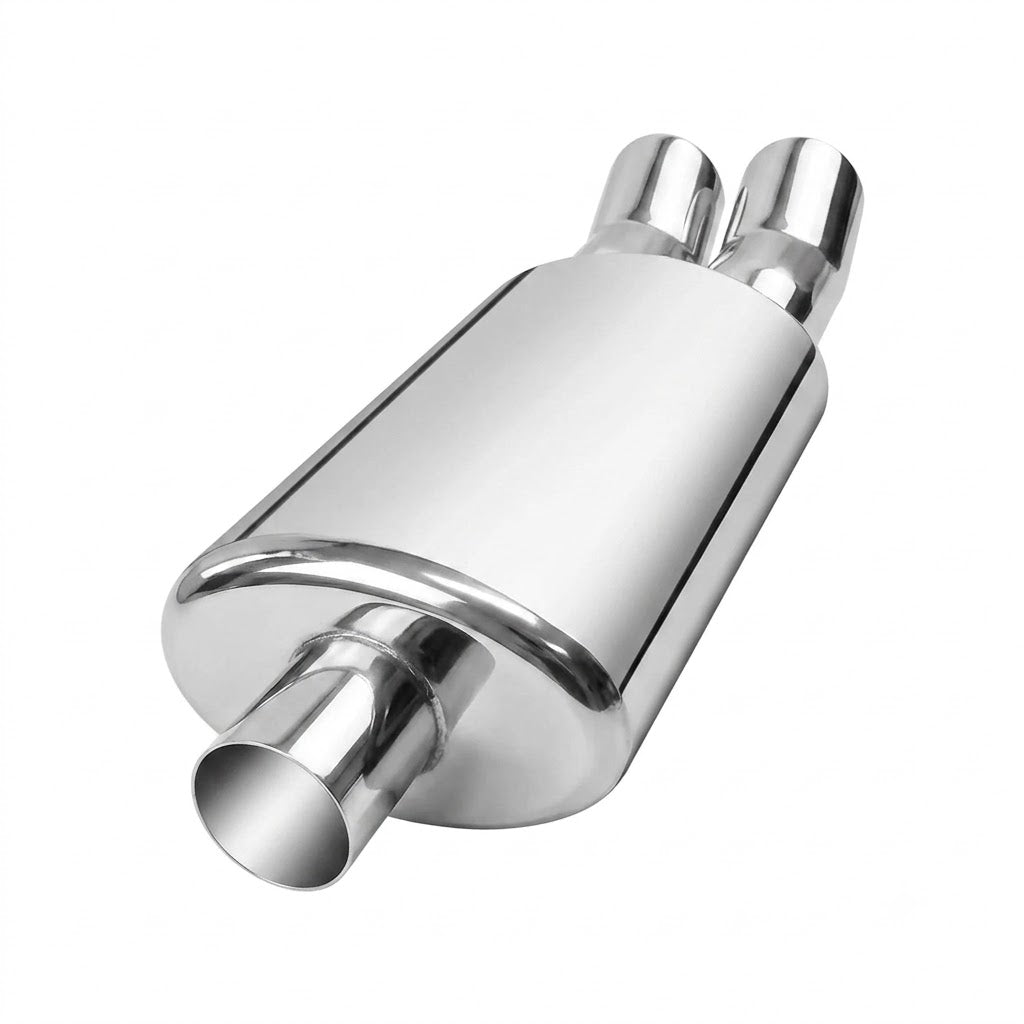 Tobă Sport Universală Curbata Cu Silencer AutoSSF – Evacuare Dublă din Oțel Inoxidabil