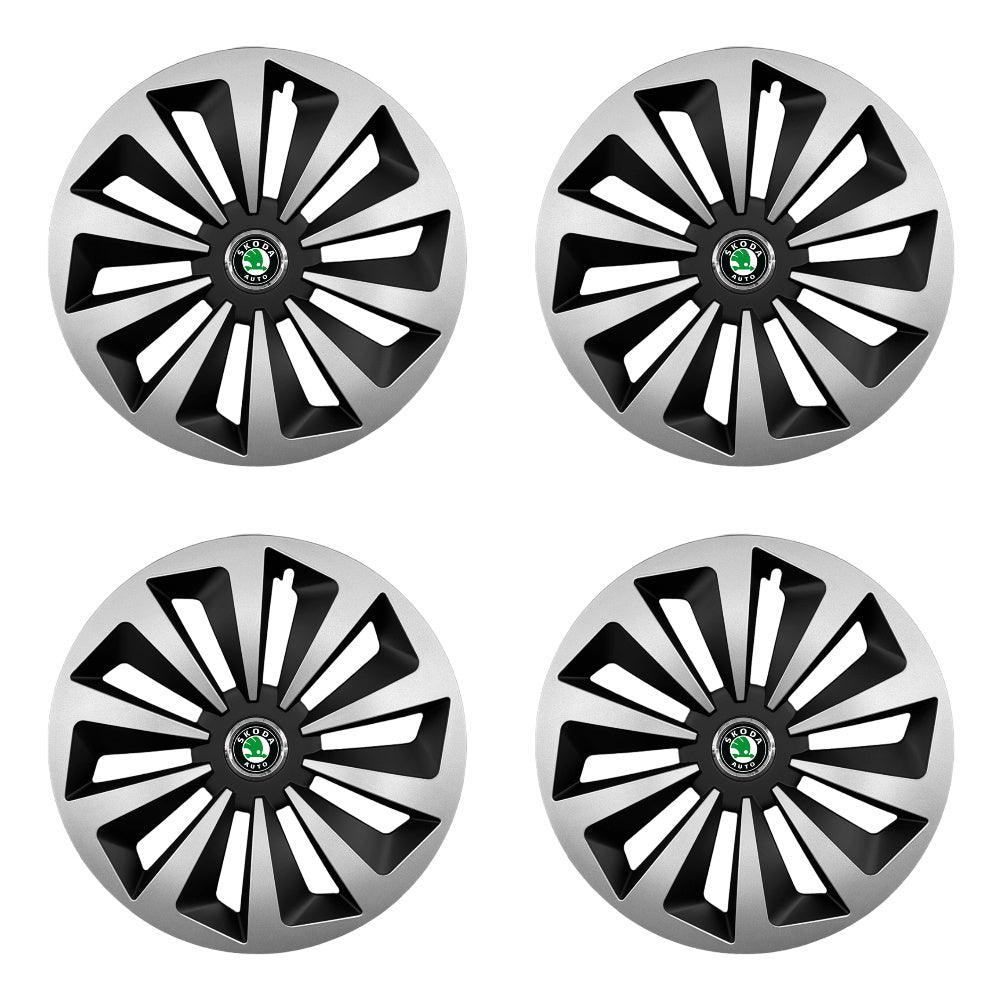 Set 4 capace 15 inch // Grafit FOX, compatibil cu gama auto Skoda, bi-color