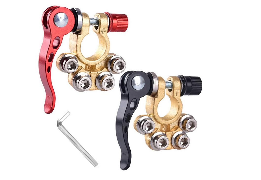 Set 2 Terminale pentru Baterie Auto, Conectori pentru Baterie, 12V, Dimensiuni Standard, Rezistenta la Coroziune