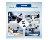 Suport auto pentru telefon profesional AutoSSF, Premium, Negru Montare pe parbriz sau bord