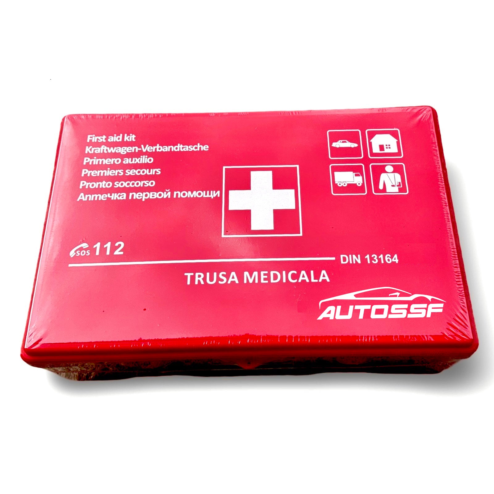 Kit Siguranta Auto cu Trusa de prim ajutor DIN 13164 + Stingator cu pulbre tip P1 + Triunghi reflectorizant +Vesta reflectorizanta + Geanta transport AutoSSF ®, valabilitate 5 ANI