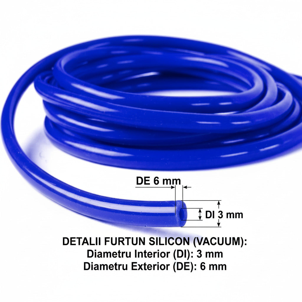 Furtun silicon, vacuum diametru interior 3mm, exterior 6 mm